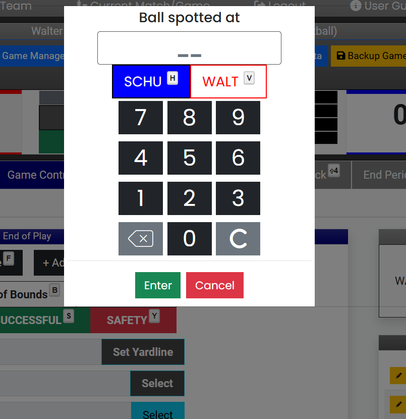 Football ball spot entry keypad
